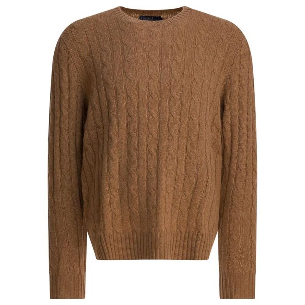 POLO RALPH LAUREN Cable Knit Crewneck Sweater Men BROWN Sweaters & Cardigans